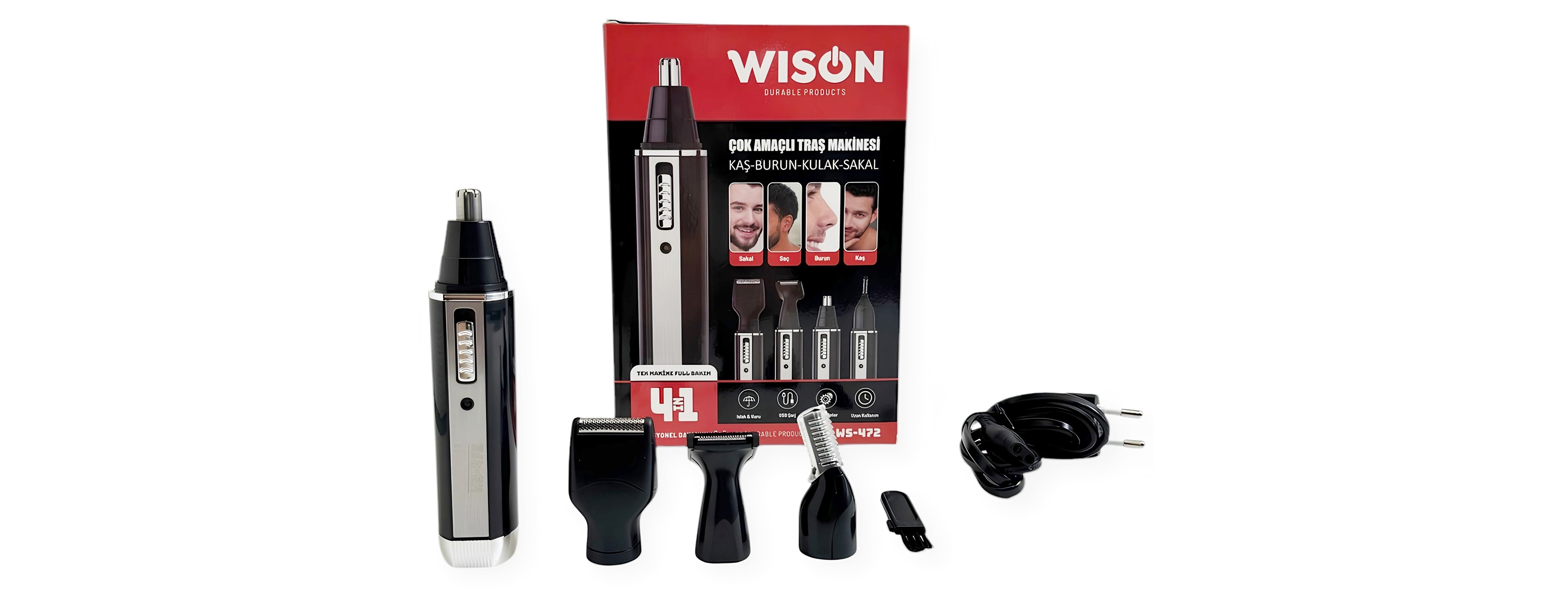 Wison WS-472 Şarjlı Tıraş Makinesi ile Sakal, Kaş, Burun ve Kulak Tıraşı İçin
