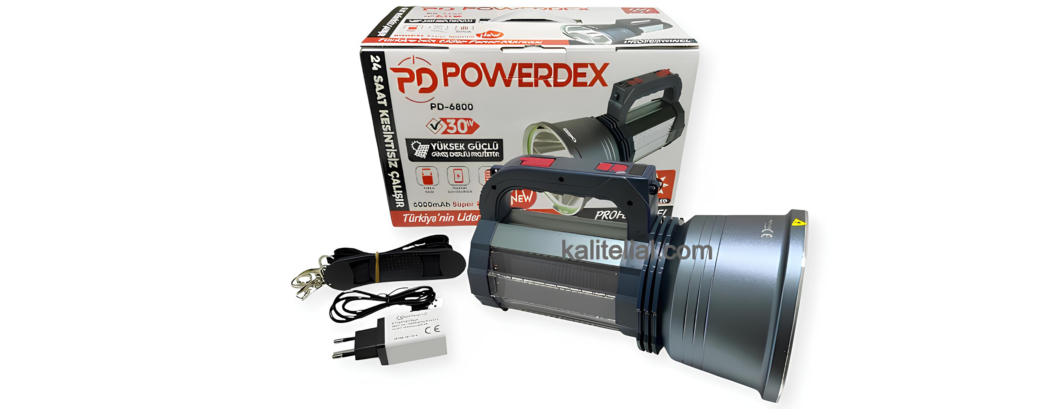 Powerdex PD-6800: 6000 mAh Dijital Göstergeli Powerbank ve 3000 Lümen Flaş-SOS Işıklı Kamp Feneri ile Doğa Maceralarınıza Güç Katın!