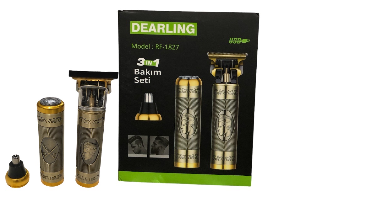 Dearlıng RF-1827: 3 Ürünü Bir Arada Şarjlı Erkek Tıraş ve Bakım Seti