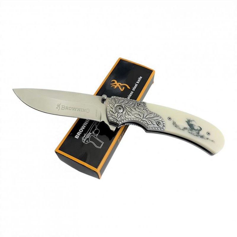 Browning Yarı Otomatik Katlanabilir Geyik Desenli Av Bıçağı