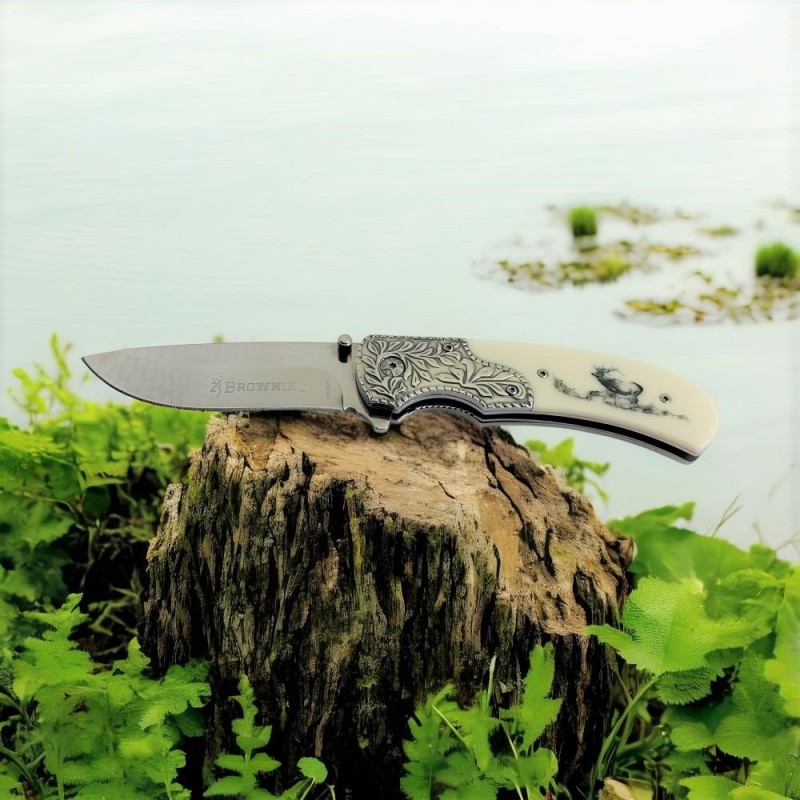 Browning Yarı Otomatik Katlanabilir Geyik Desenli Av Bıçağı