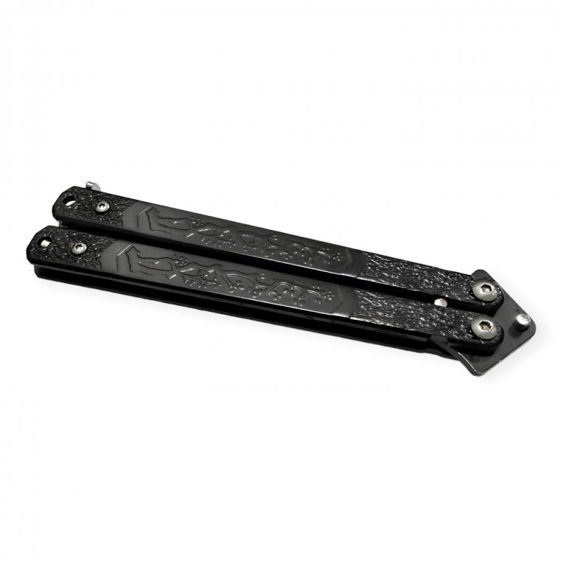 Komple Metal Büyük Boy Siyah Kelebek Bıçak
