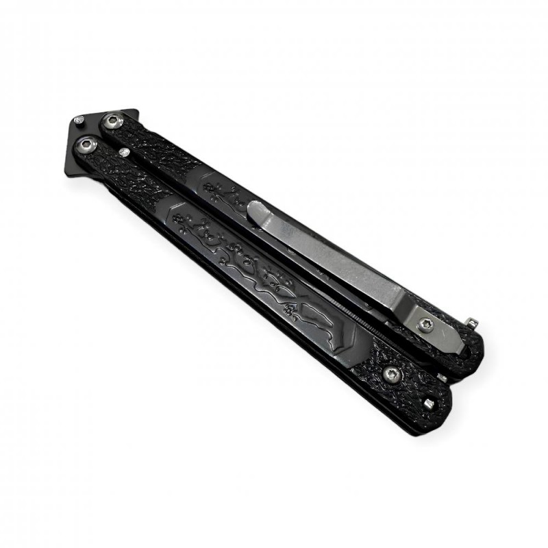 Komple Metal Büyük Boy Siyah Kelebek Bıçak