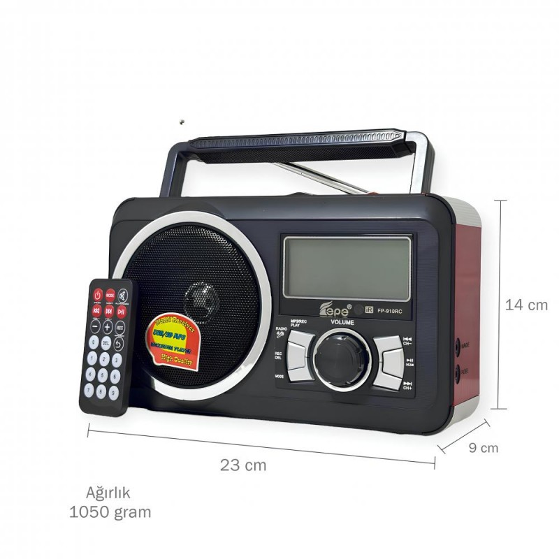 Kumandalı Dijital Radyo ve MP3 Çalar - Ses Kayıt Özellikli