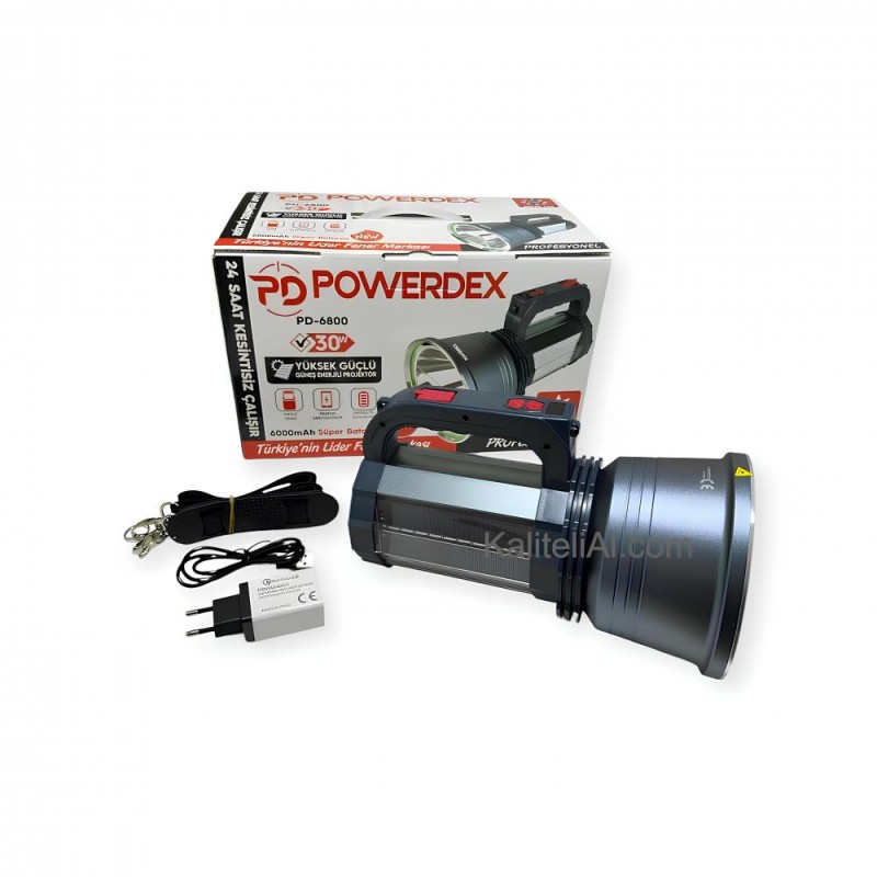 Powerdex PD-6800 6000 mAh Dijital Göstergeli Powerbank ve 3000 Lümen Flaş-SOS Işıklı Kamp Feneri