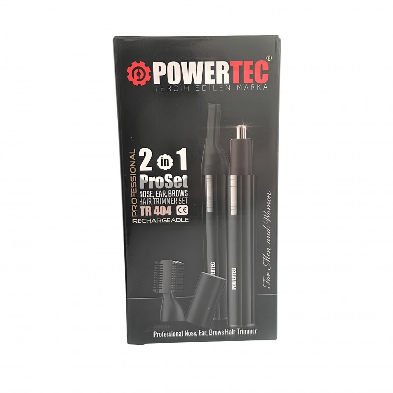 Powertec TR 404 Şarjlı Burun, Kulak ve Kaş Tıraş Makinesi – Taşınabilir, USB-C Şarjlı, 2 si 1 Arada Kişisel Bakım Cihazı