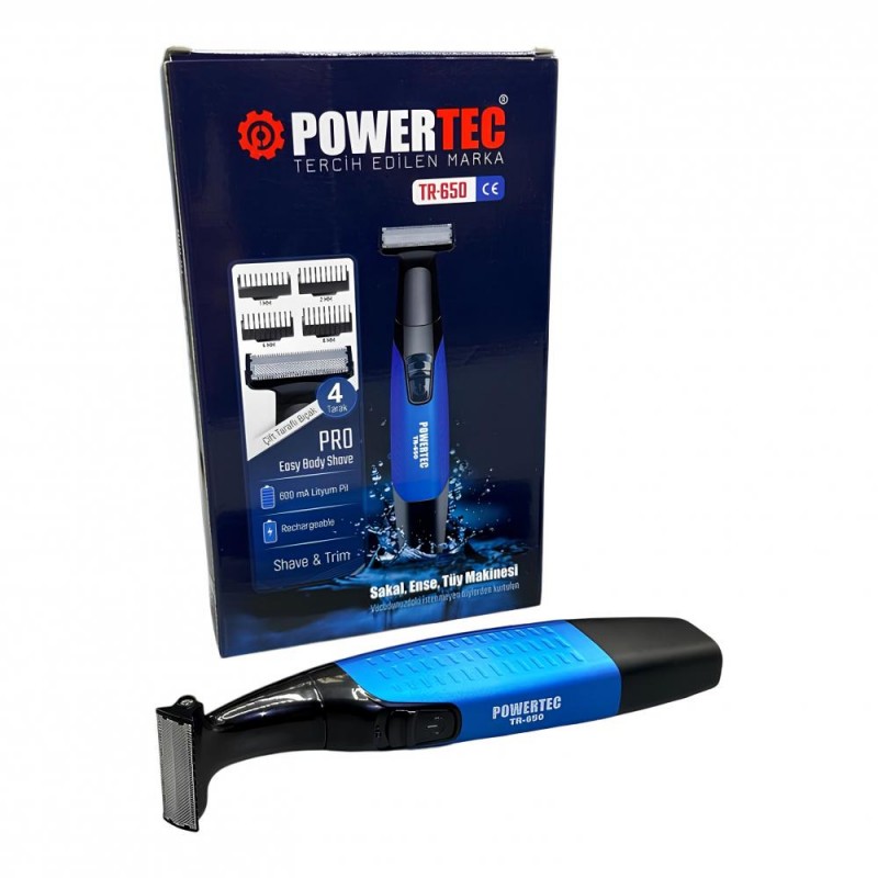 Powertec TR-650 tıraş makinesi paket ve kutu tasarımı