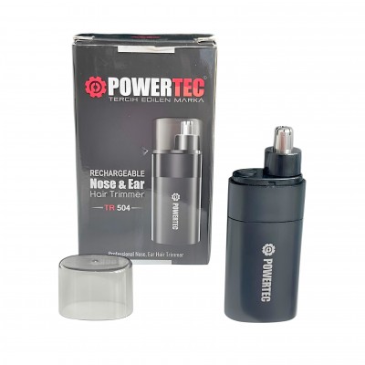 Powertec TR‑504 Şarjlı Mini Burun ve Kulak Tıraş Makinesi – Kompakt, USB Şarjlı ve Yıkanabilir Başlıklı Profesyonel Kesim