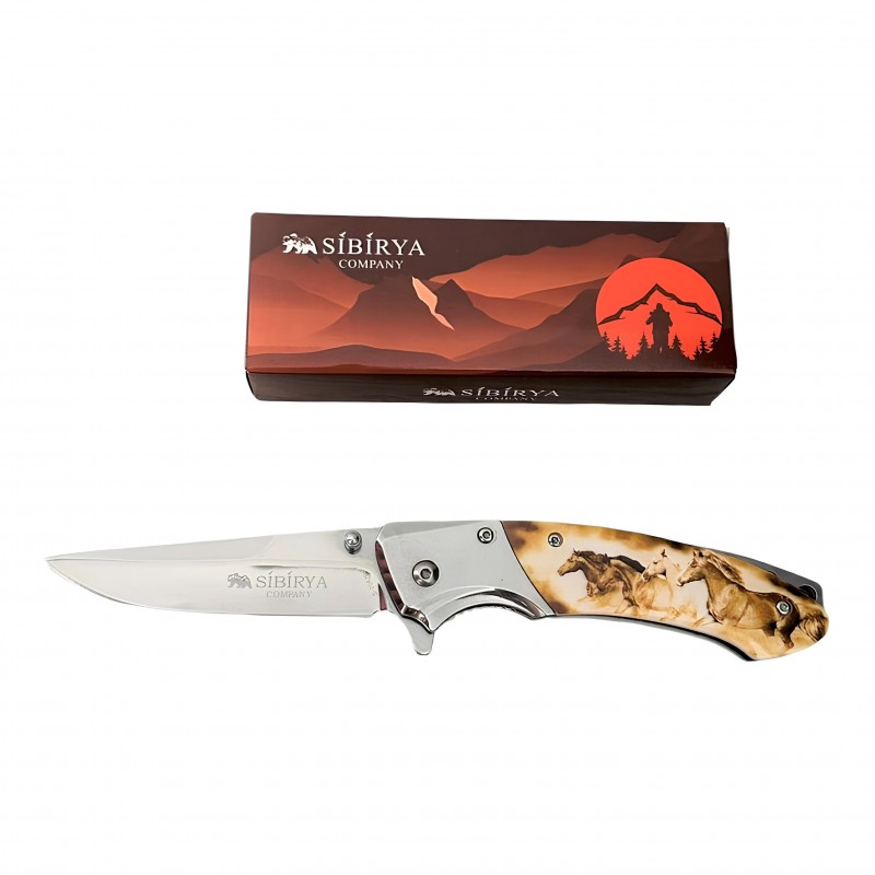 SİBİRYA At Motifli Paslanmaz Çelik Katlanır Çakı