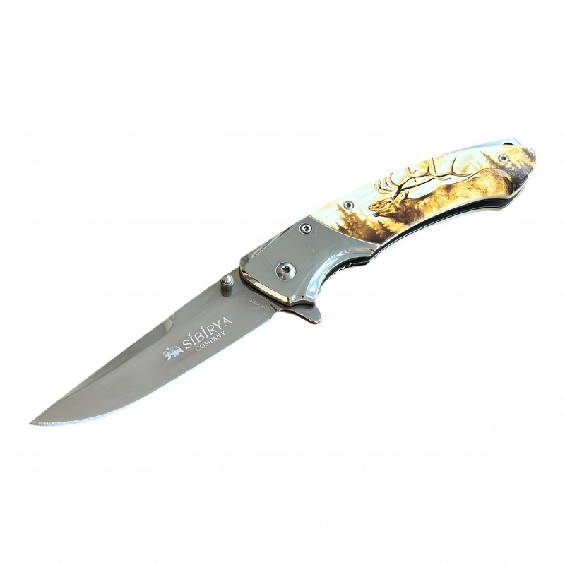 Sibirya Company Geyik Desenli Katlanır Avcı Çakısı – Şık ve Dayanıklı | Kalitelial.com