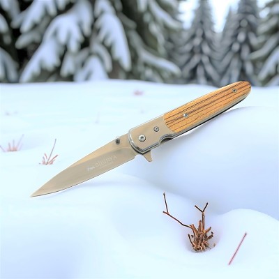 SİBİRYA S-2086B Ahşap Saplı Katlanır Çakı | Kamp ve Günlük Kullanım | 106 Gram