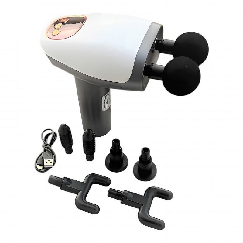 Çift Başlıklı Dijital Ekranlı Masaj Tabancası — Hızlı Şarjlı & Taşınabilir