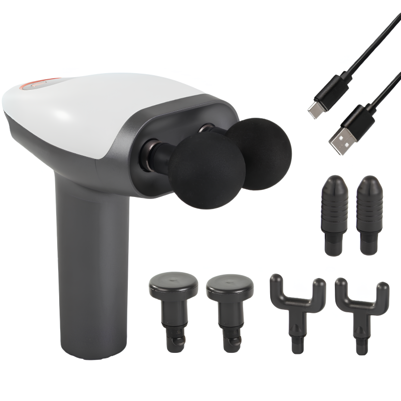 Çift başlıklı dijital ekranlı masaj tabancasının profesyonel masaj uygulamalarında kullanım görseli