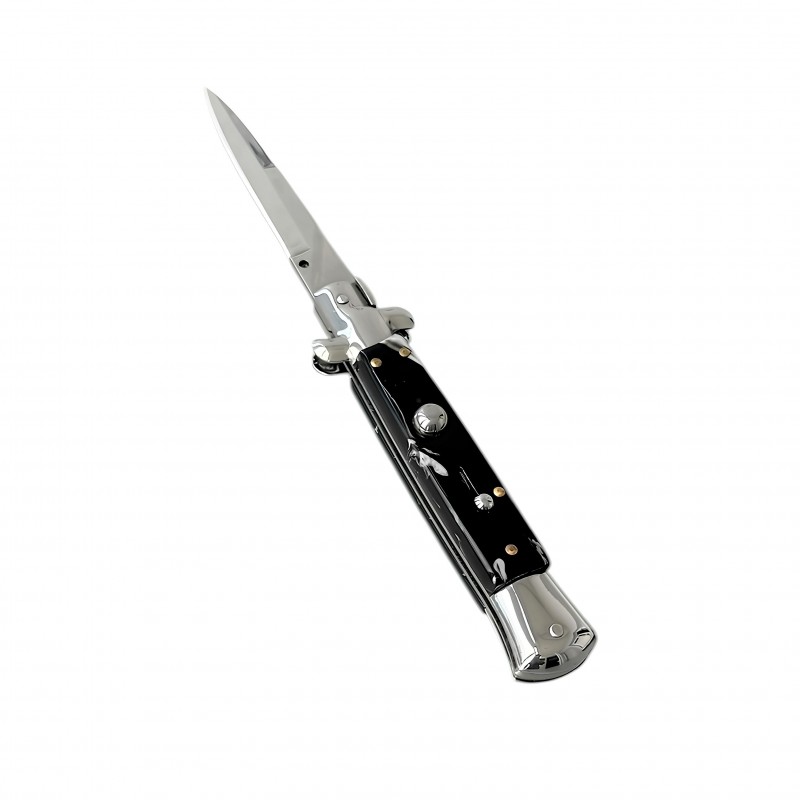 AKC İtalyan Stiletto Otomatik Sustalı Bıçak orijinal ambalajı, sertifikası ve kutu içeriği, koleksiyonluk tam set aksesuarları.