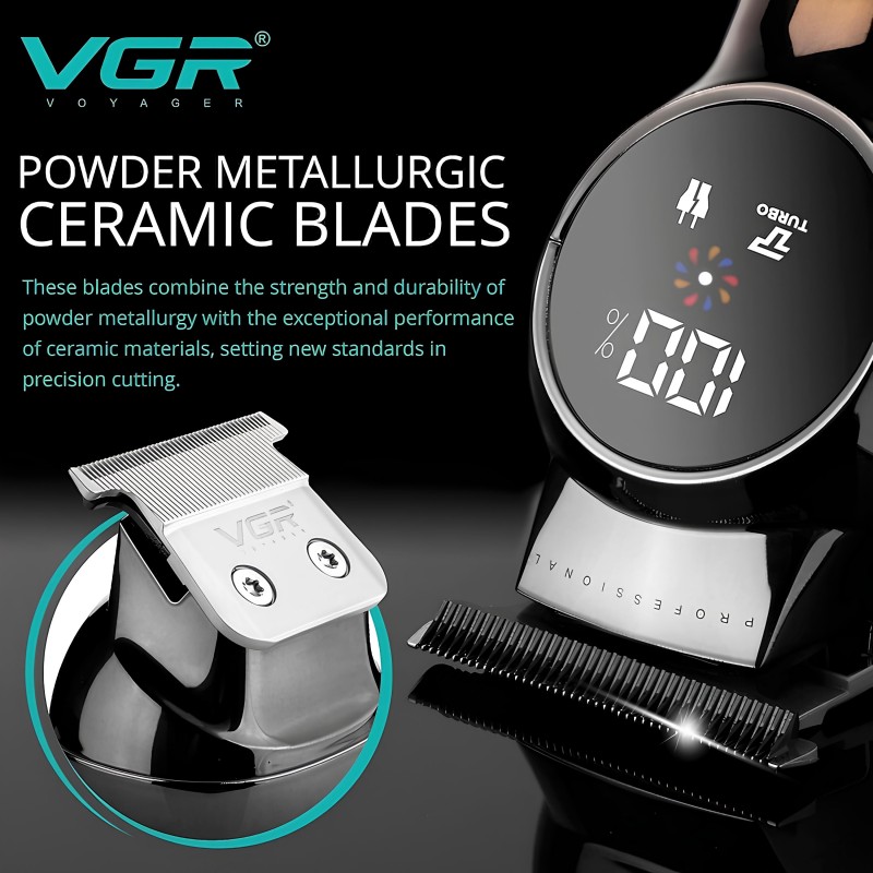 VGR V-989 LCD Ekranlı Turbo Modlu Tıraş Makinesi | Sessiz, Güçlü ve Profesyonel Performans
