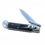 Bıçağın segment ve gövde bağlantı noktalarını gösteren AKC Klasik Stiletto Blackwood Otomatik Bıçak.