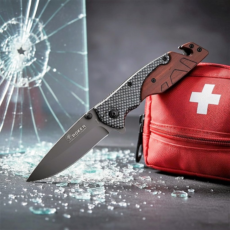 Böker C136 Karbon Detaylı Kurtarma Ekipmanı