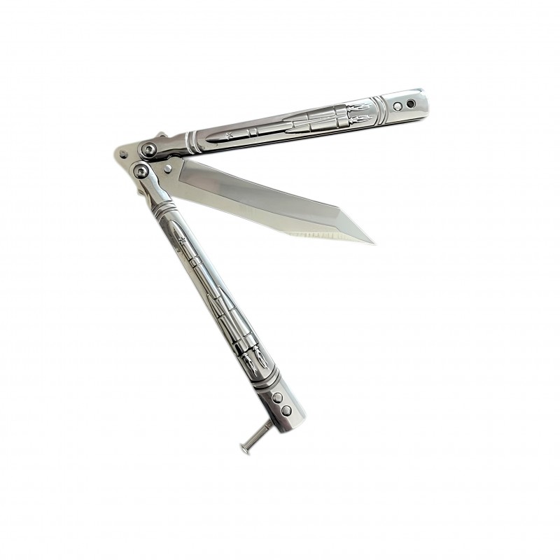 Orijinal Roket Kabartmalı Tanto Uçlu Profesyonel Kelebek Bıçak