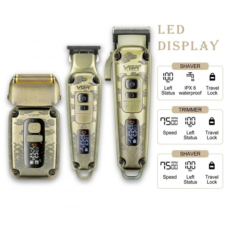 Şarjlı Tıraş Makinesi Seti VGR V-642 Uzun Kullanım Süresi