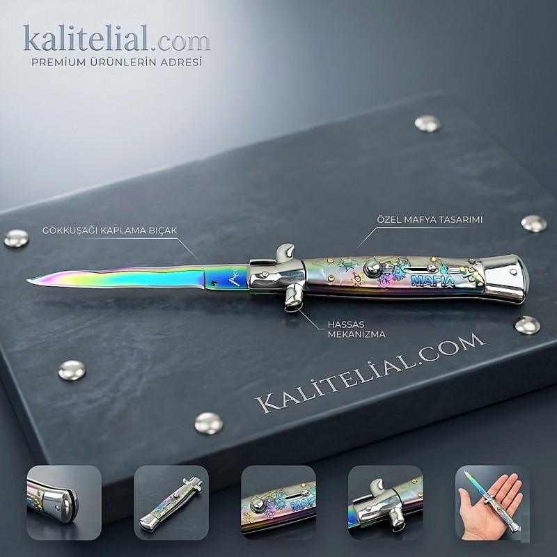 Koleksiyonluk İtalyan Bıçakları AKC Mafia Rainbow Titanyum Seri