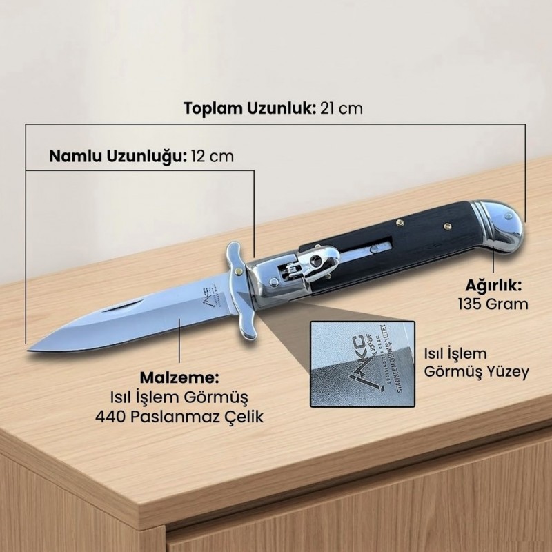 Profesyonel İtalyan Bıçak Sanatı AKC Blackwood 440 Çelik Namlu
