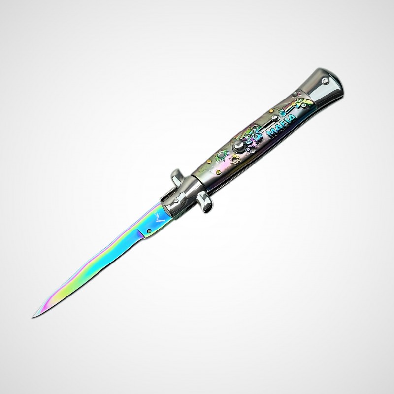 Titanyum Kaplama Gökkuşağı Sustalı Bıçak AKC Mafia Serisi