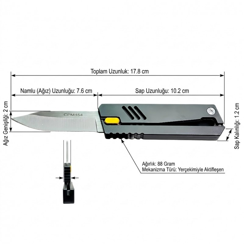 Tek Elle Açılan Taktik Bıçak Sibirya Company Gravity Siyah Seri