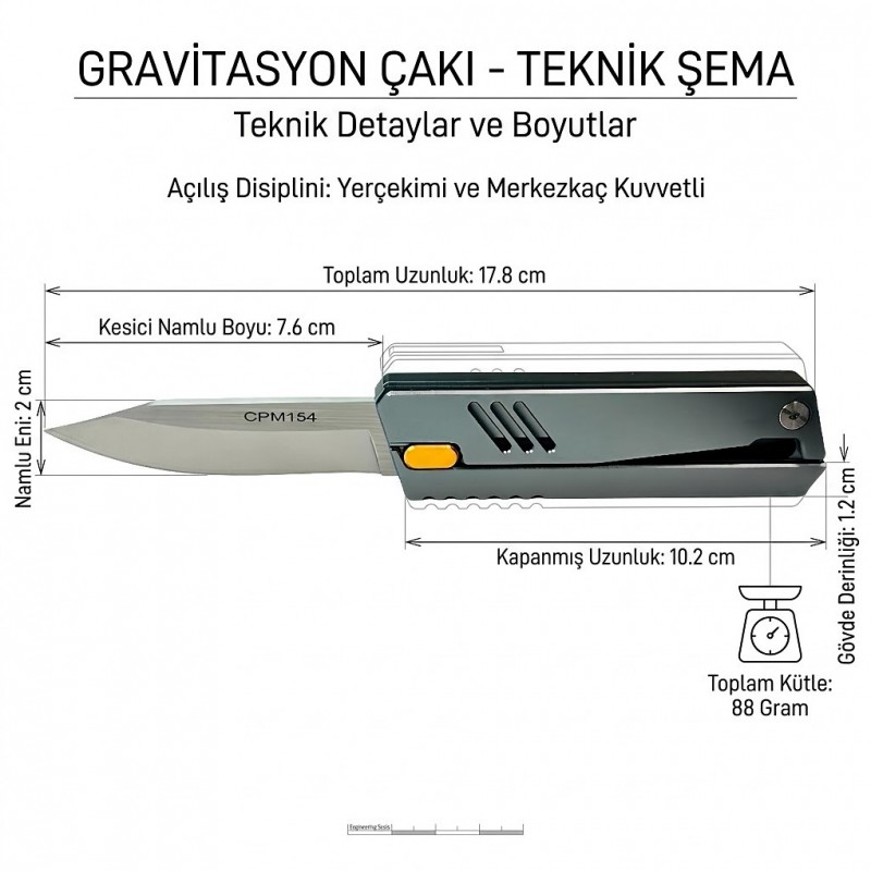 Tek Elle Açılan Mekanik Yerçekimi Bıçağı Sibirya Company Uzay Grisi