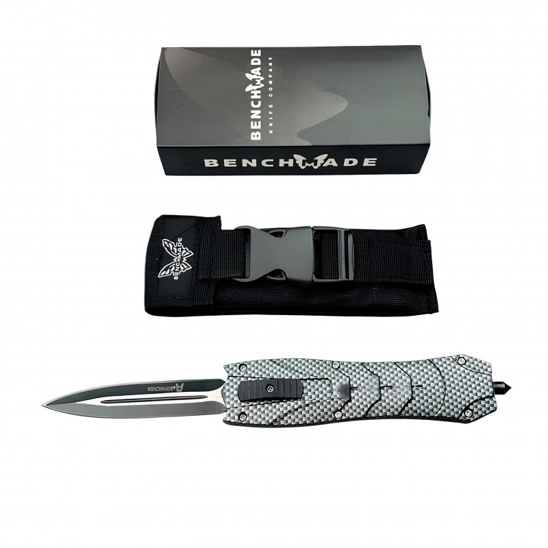 Benchmade Karbon Fiber Desenli Çift Ağızlı OTF Otomatik Taktik Bıçak Cam Kırıcılı kalitelial.com