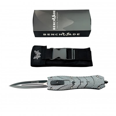 Benchmade Karbon Fiber Desenli Çift Ağızlı OTF Otomatik Taktik Bıçak – Cam Kırıcılı
