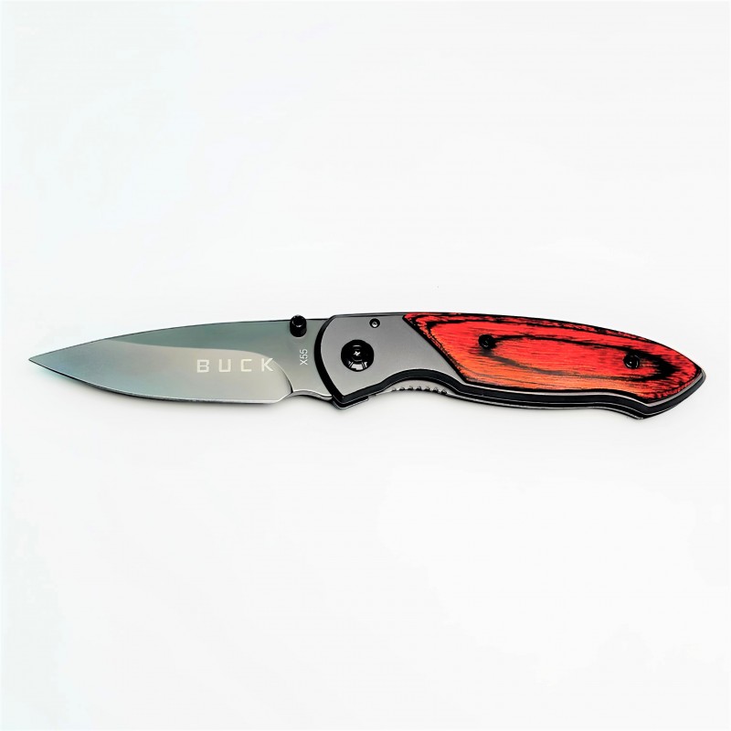 Buck X55 Ahşap Kabzalı Katlanabilir Cep Çakısı Av Kamp Taktik Tipi kalitelial.com
