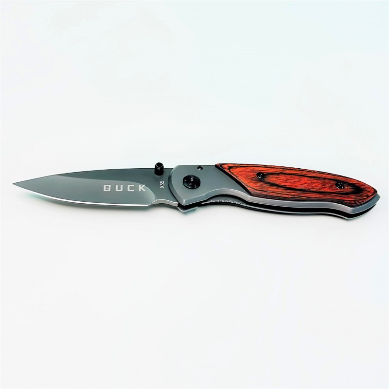Ahşap Kabzalı Katlanabilir Cep Çakısı Buck X55 Kamp ve Av Tipi