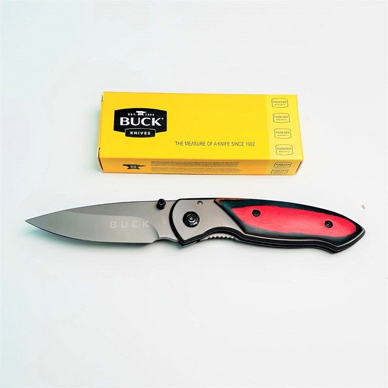 Buck X55 Kırmızı Kabzalı Taktik Katlanır Çakı Taktik Gri Namlu kalitelial.com