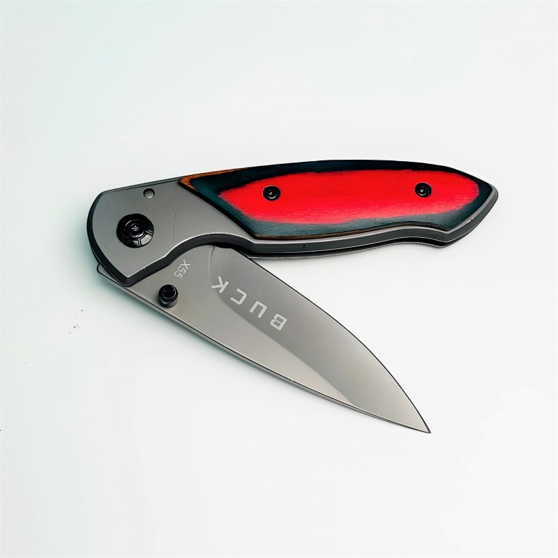 Profesyonel EDC Çakı Buck X55 Kırmızı Katlanabilir Cep Bıçağı