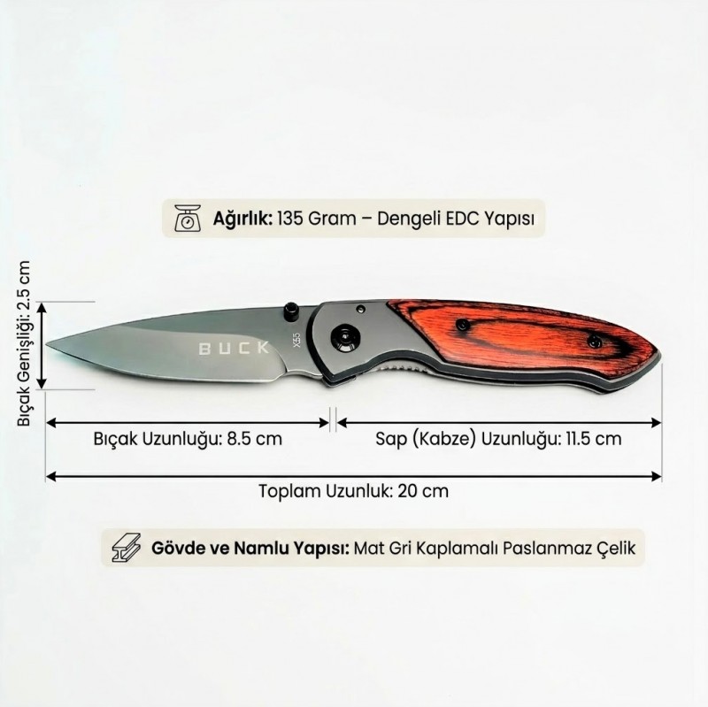 Buck X55 Ahşap Kabzalı Cep Çakısı Nerede Satılır Orjinal Ürün