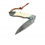 Özel Tasarım Pirinç Balçaklı Damascus Çakı Sibirya S-2219