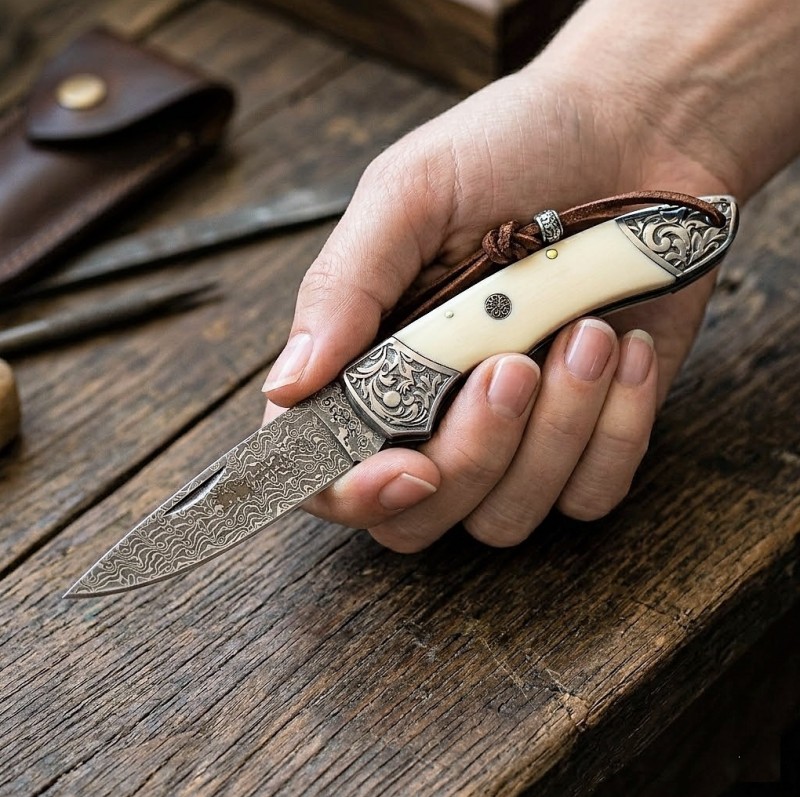 Sibirya Company S-2219 Damascus Çakı Hare Desen Detayı