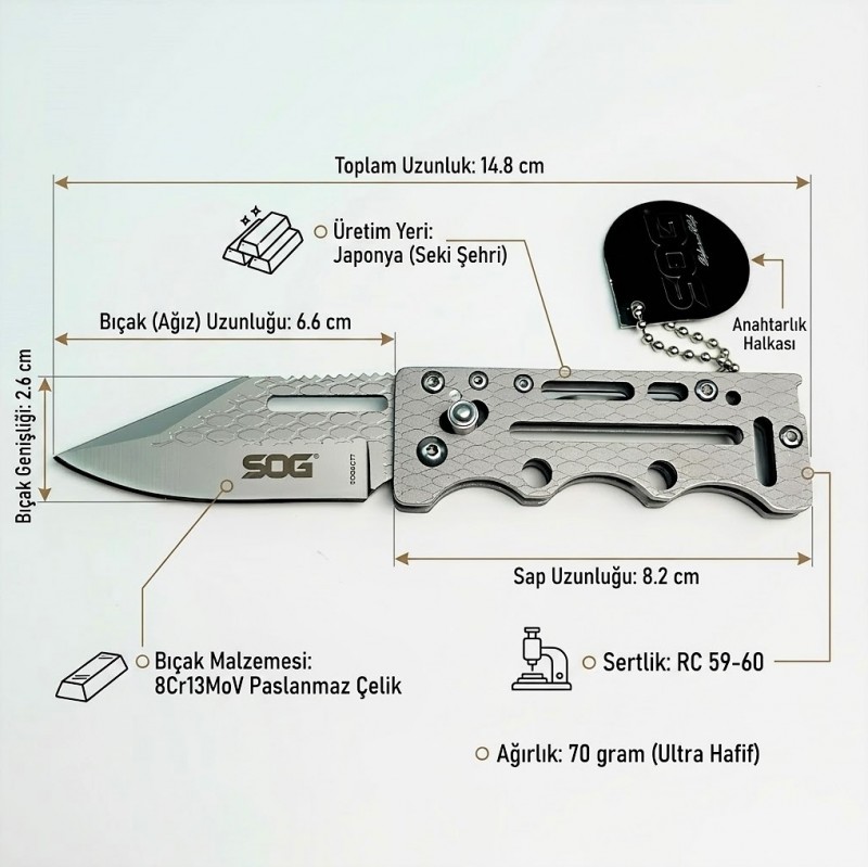 Paslanmaz Çelik Taktik Cep Çakısı SOG AC77 Keskin Namlu Performansı