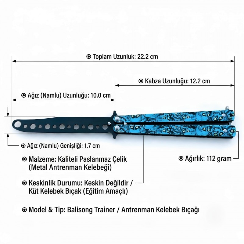 keskin-olmayan-mavi-kuru-kafa-paslanmaz-celik-egitim-kelebegi