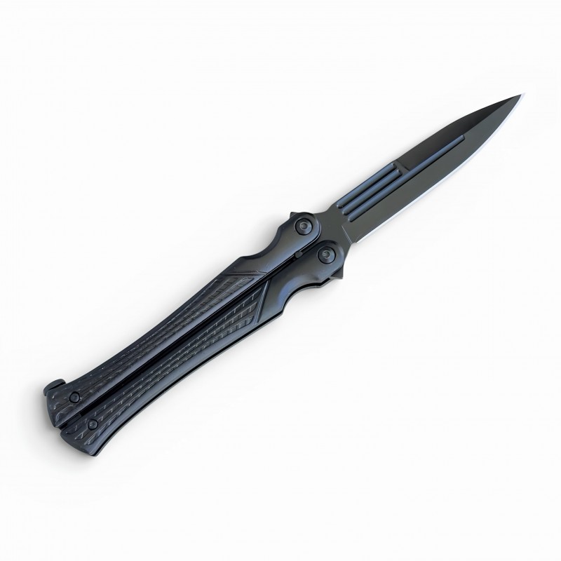 Siyah Tasarımlı Profesyonel Kelebek Bıçak (Balisong)