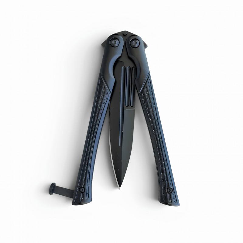 Siyah Tasarımlı Profesyonel Kelebek Bıçak (Balisong)