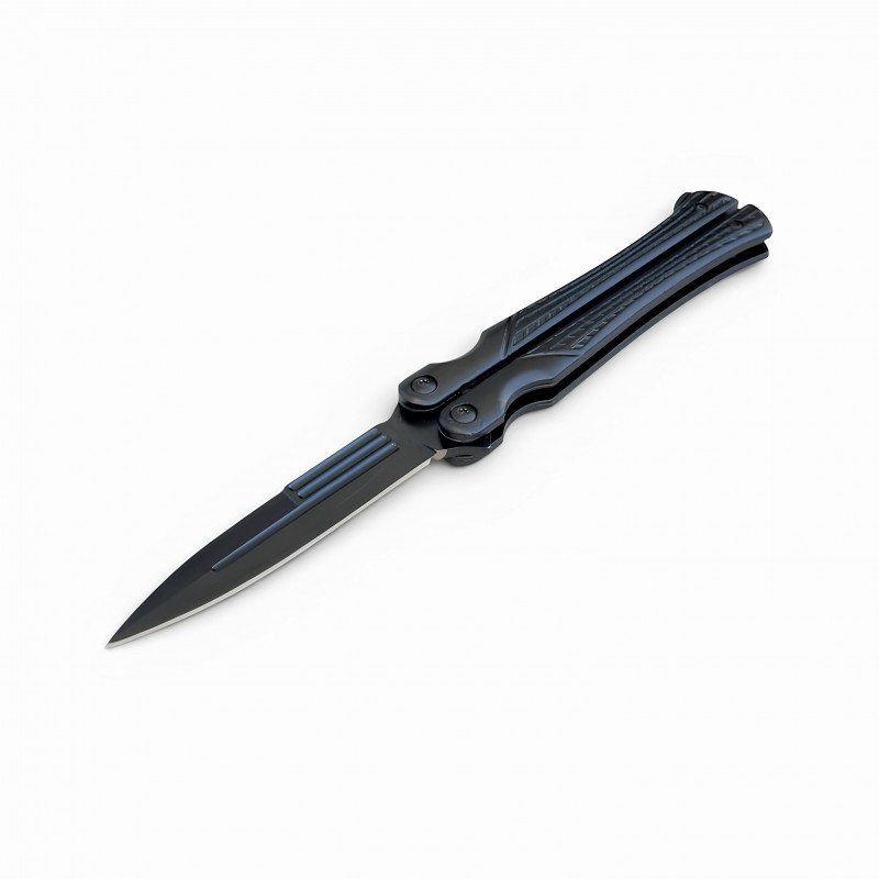Siyah Tasarımlı Profesyonel Kelebek Bıçak (Balisong)