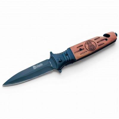 Columbia FS-1102-1 Ahşap Saplı Emniyet Kemer Kesicili Çakı