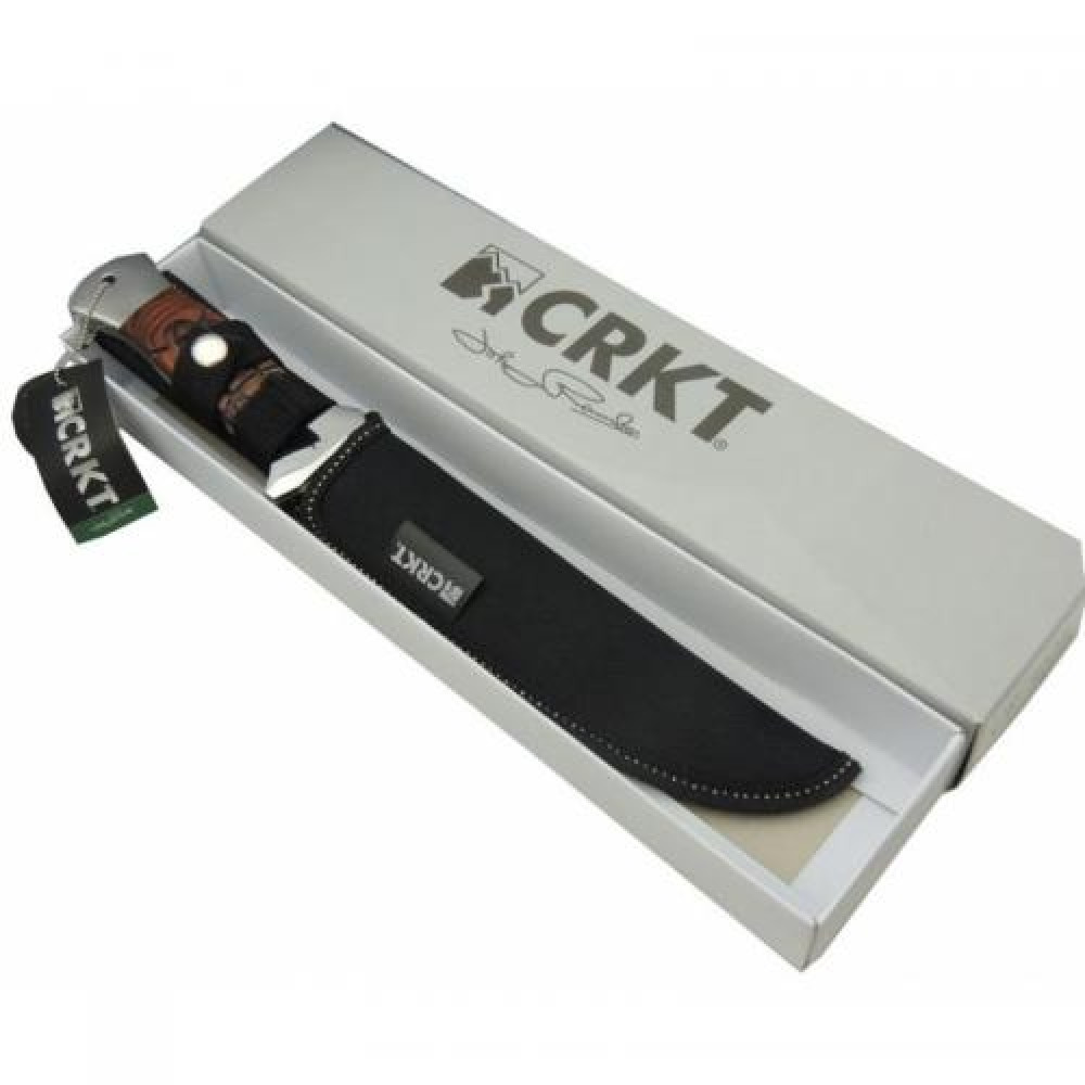 Crkt İşlemeli Ahşap Kabzalı Avcı Bıçağı -  Özel Bıçaklar Kategorisi