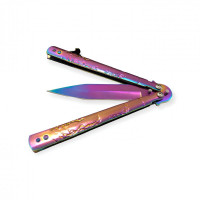 Gökkuşağı Renkli Paslanmaz Kelebek Bıçak -  Avcılık Kategorisi