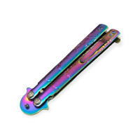 Gökkuşağı Renkli Paslanmaz Kelebek Bıçak -  Avcılık Kategorisi