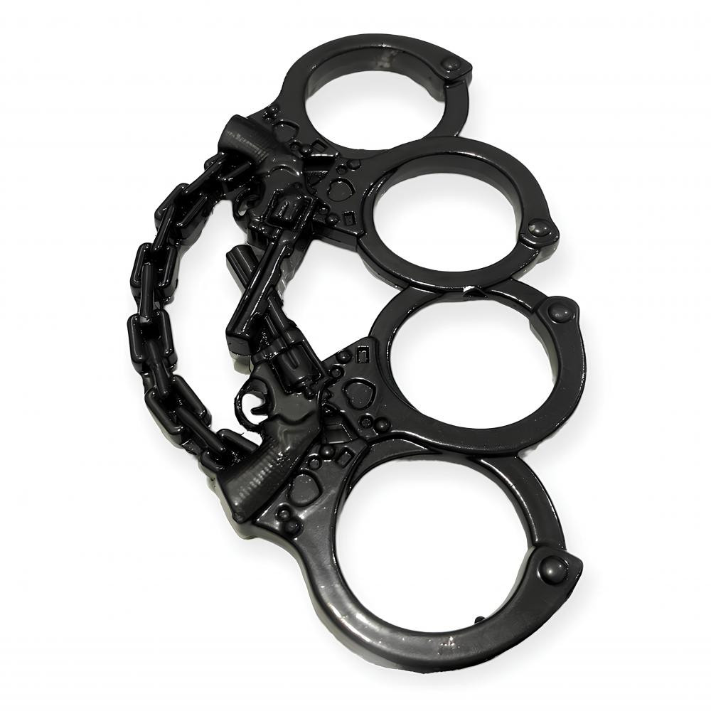 Kelepçe Ve Silah İşlemeli Siyah Muşta -  Özel Tasarım Bıçaklar Kategorisi