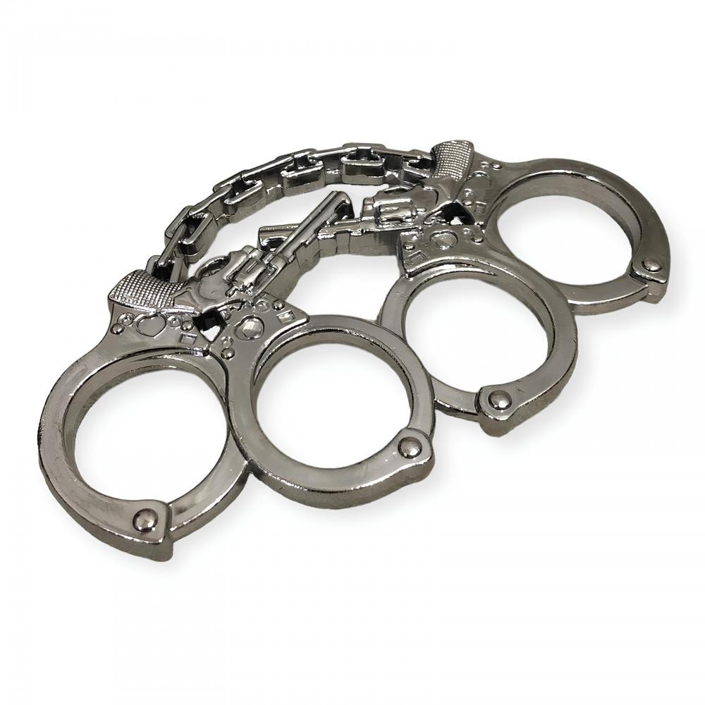 Kelepçe ve Silah Motifli Gümüş Rengi Muşta -  Özel Tasarım Bıçaklar Kategorisi