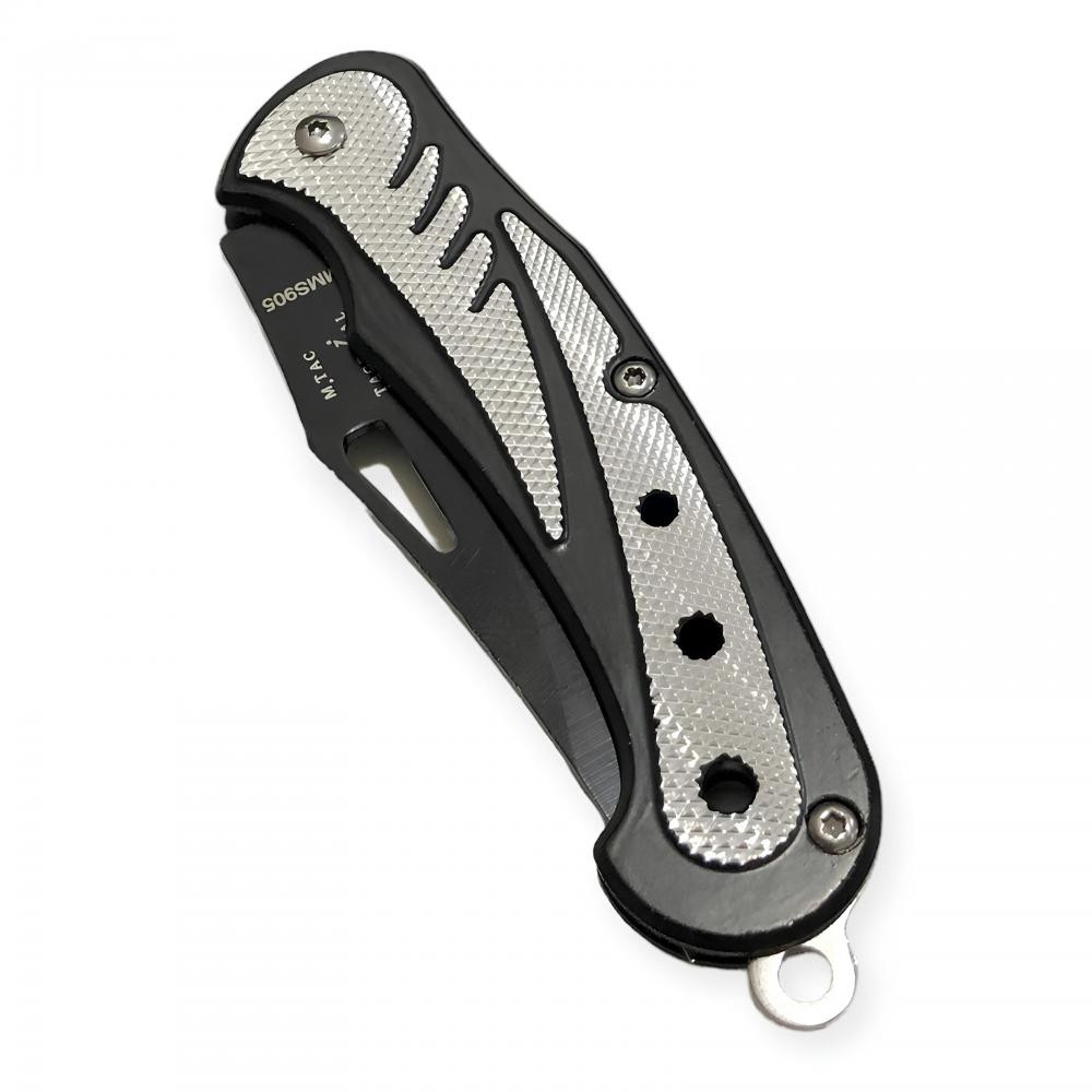 Kompakt tasarımlı kemer askılı taktik cep çakısı.