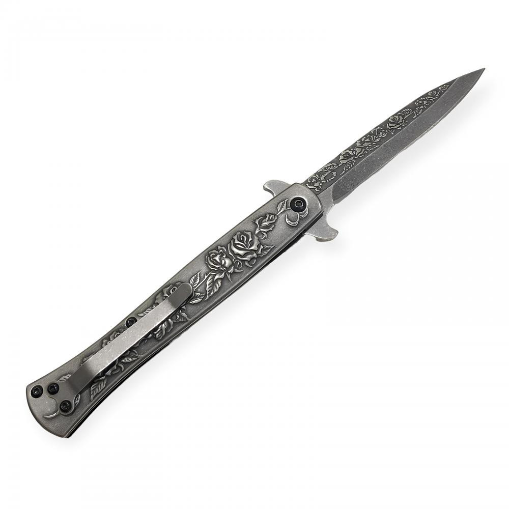 En uygun fiyatlı İtalyan tasarım gül işlemeli survival çakısı